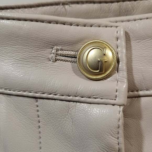 Guess Kelly Faux- Leather Straight- Leg Taupe Pants - Picture 7 of 9